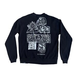 Suicideboys G59 Grey Five Nine Sweatshirt Mens Small Black Henley Waffle Knit
